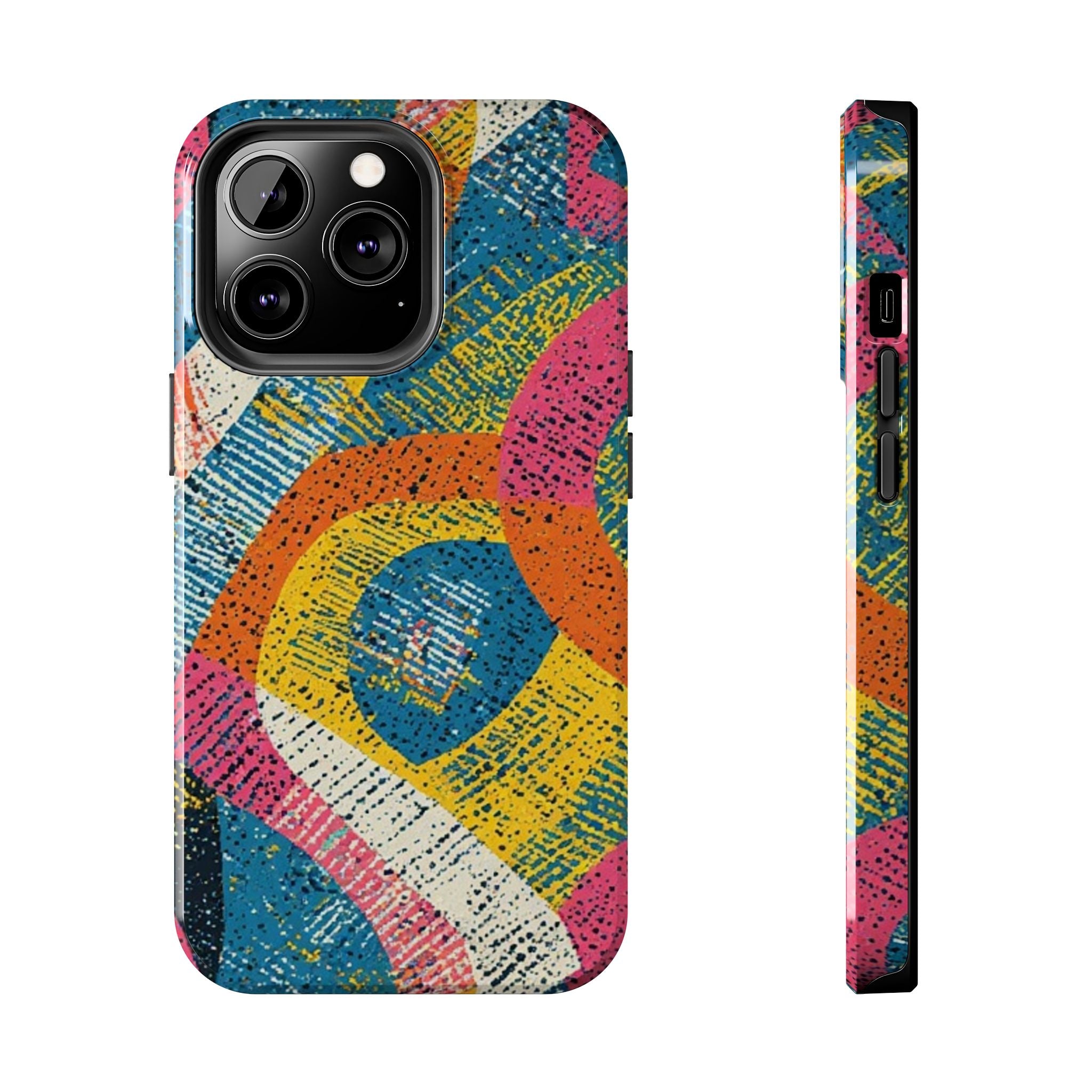 Bold Retro Abstract Tough Phone Case — Colorful Geometric Protective Cover