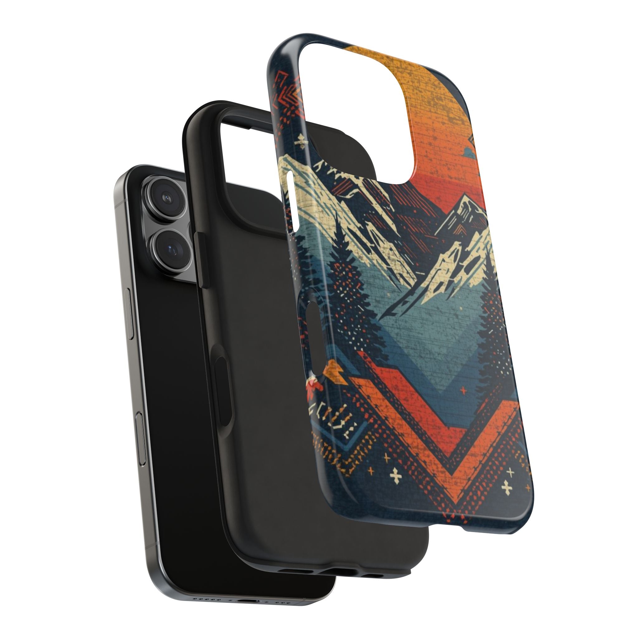 Tough Phone Case — Retro Mountain Sunset Design