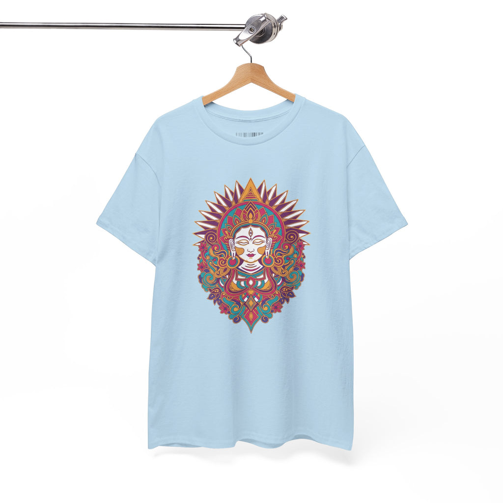 Spiritual Goddess Sun Mandala Tee — Colorful Boho Yoga T‑Shirt