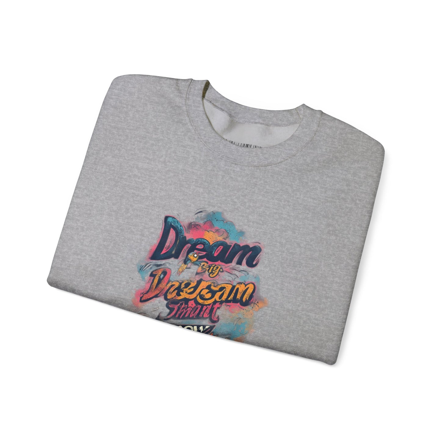 Dream Big Crewneck Sweatshirt — "Dream, Design, Draw" Inspirational Graphic