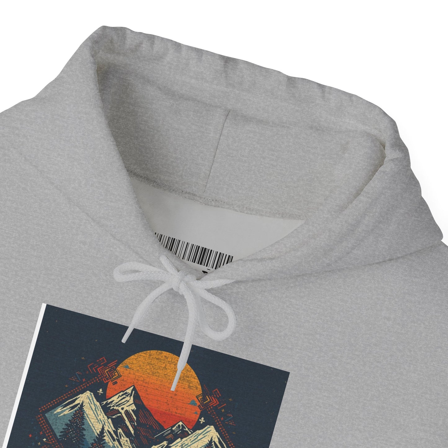 Mountain Sunset Hoodie – Retro Geometric Peaks & Rising Sun Sweatshirt