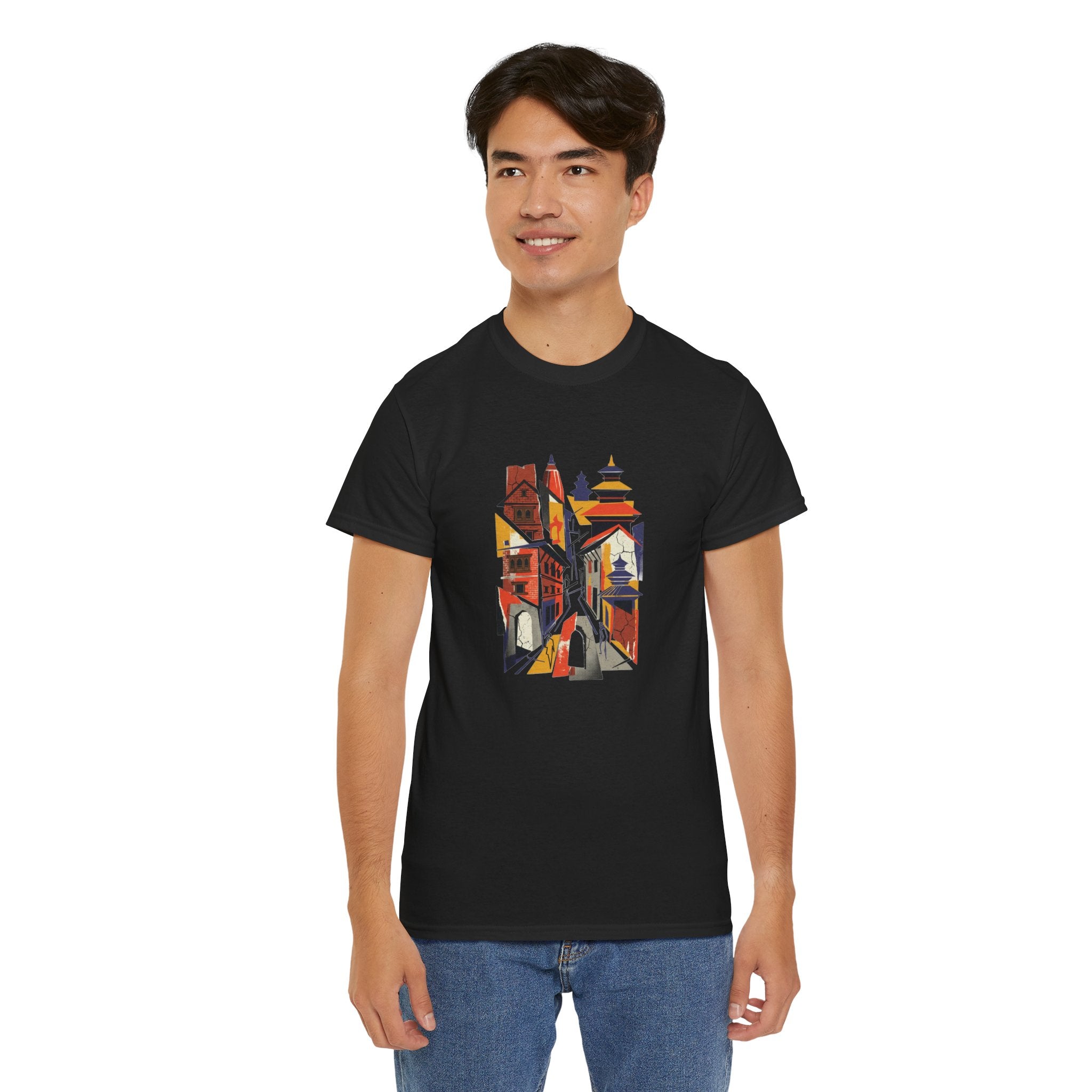 Cityscape Abstract Tee — Colorful Urban Architecture Graphic T‑Shirt