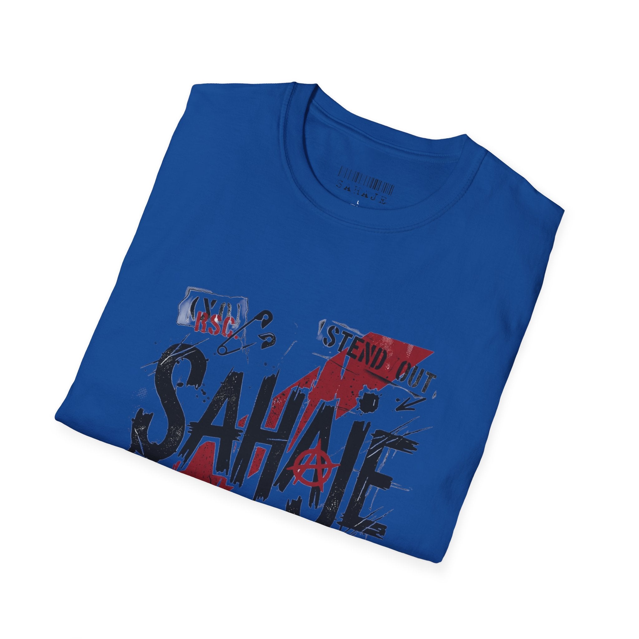 Sahajé Graphic T-Shirt — Bold Streetwear Tee with Red Slash Design