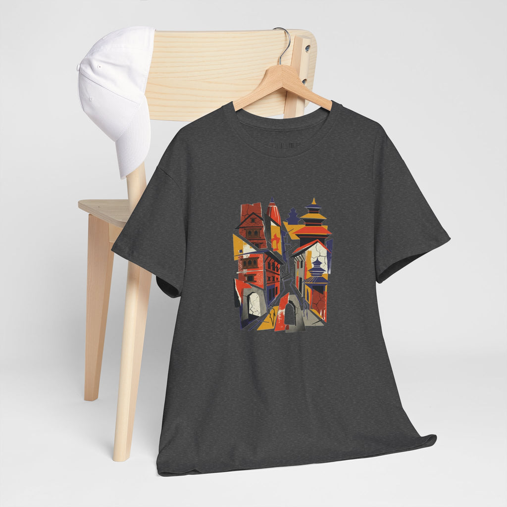 Cityscape Abstract Tee — Colorful Urban Architecture Graphic T‑Shirt