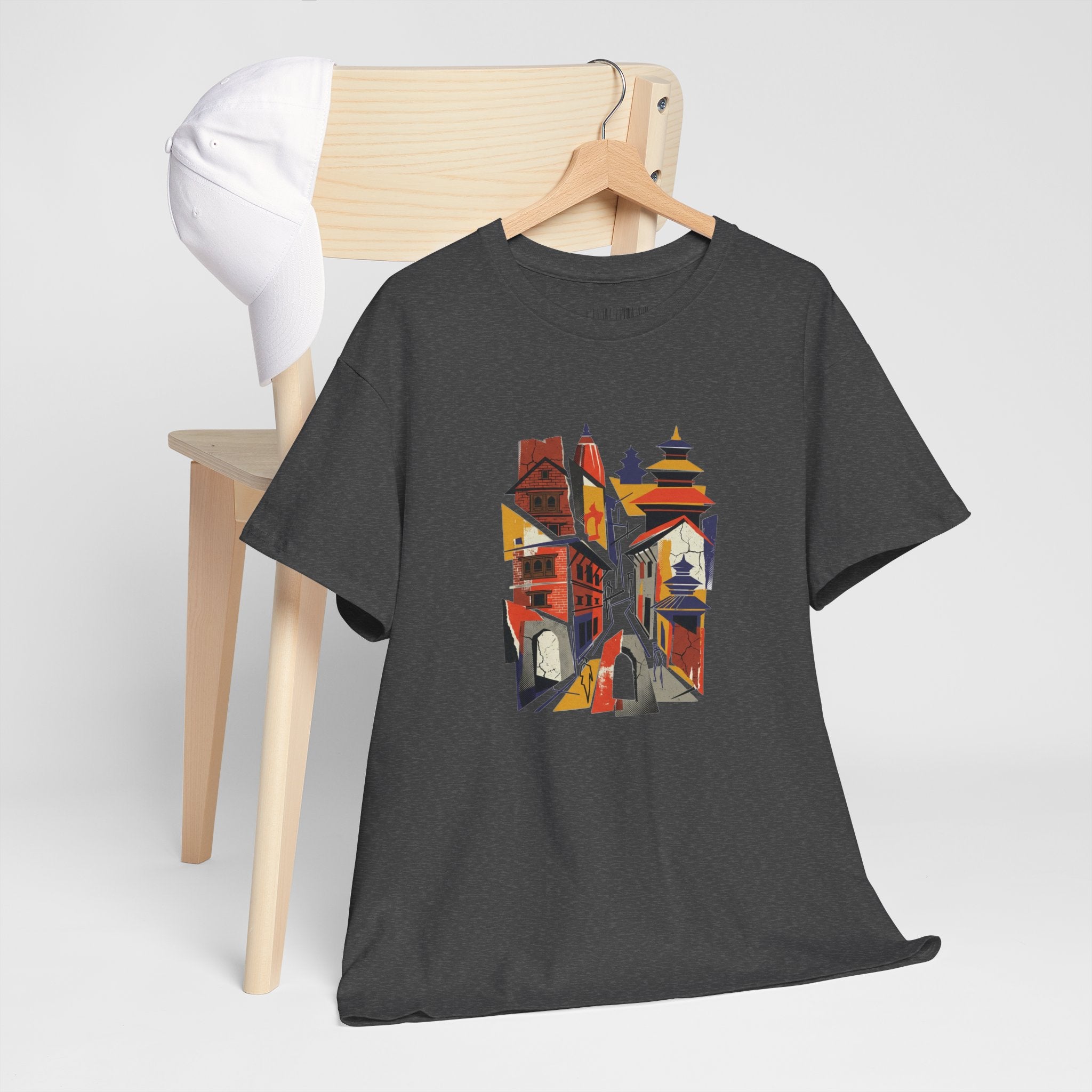 Cityscape Abstract Tee — Colorful Urban Architecture Graphic T‑Shirt