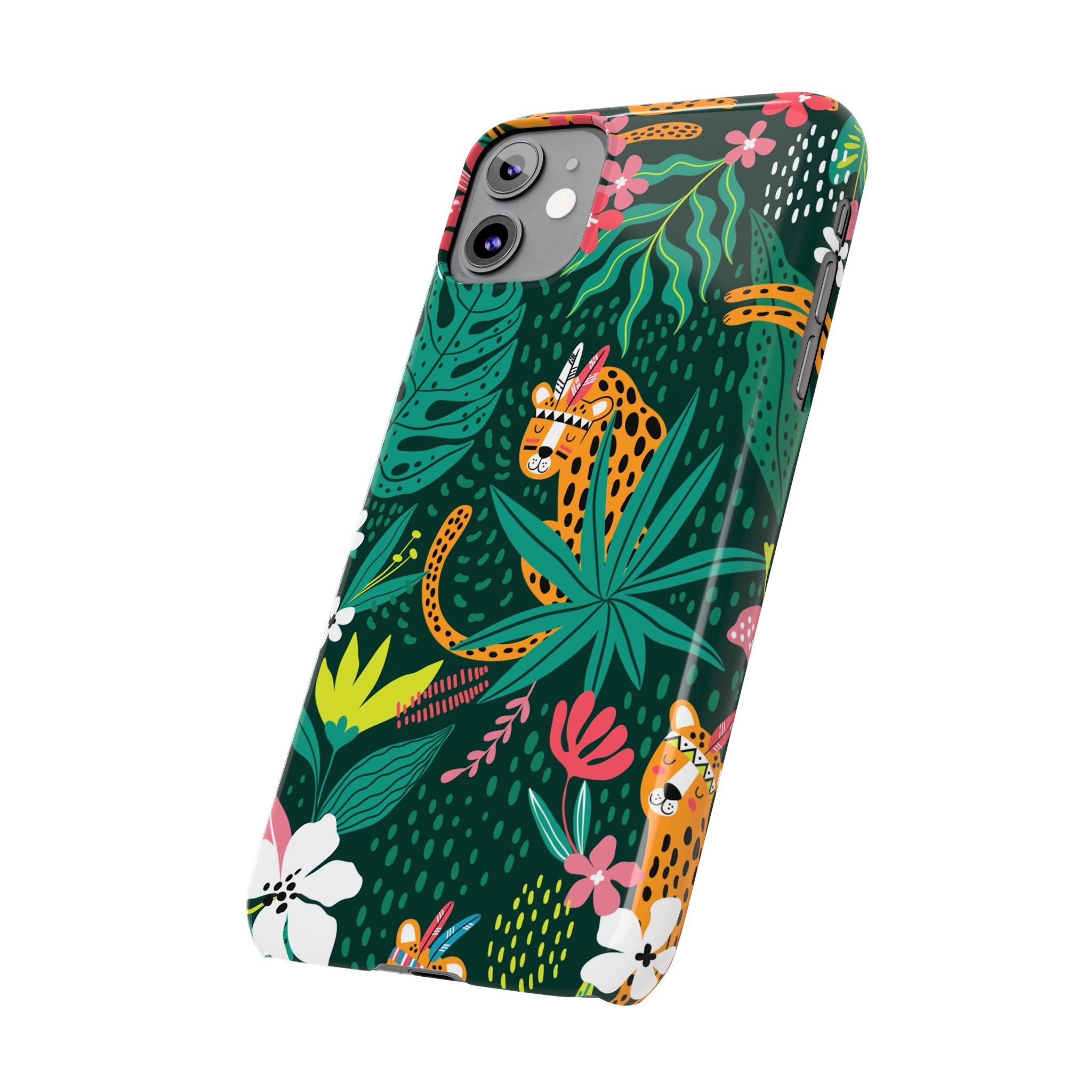 Slim Phone Case — Tropical Jungle Leopard Floral Pattern (Slim Protective Phone Cover)