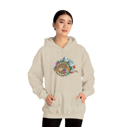 Adventure Landscape Hoodie — Cozy Mountain & Cabin Graphic Sweatshirt