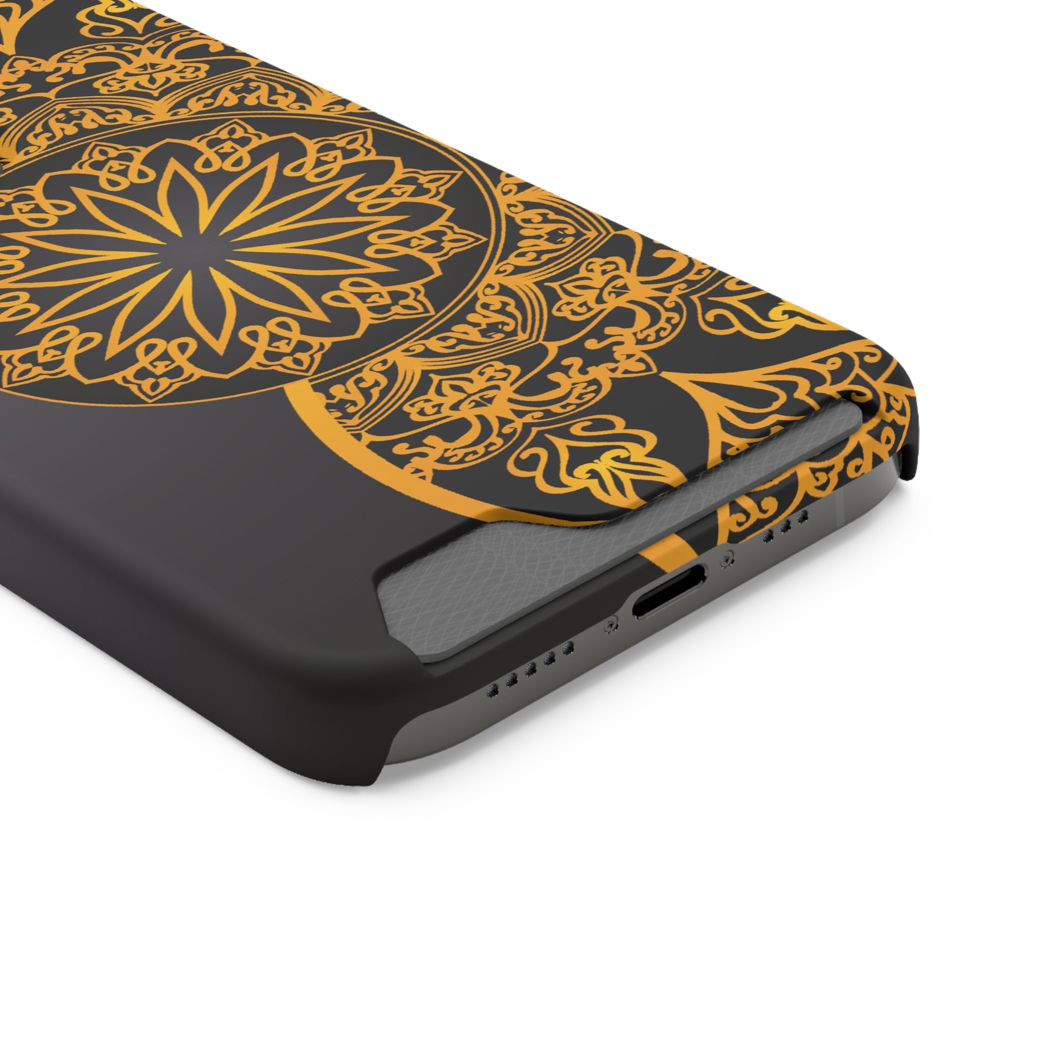 Elegant Mandala Phone Case With Card Holder, Boho Chic Gift, Smartphone Protector, Functional Accessory, Stylish Tech Decor