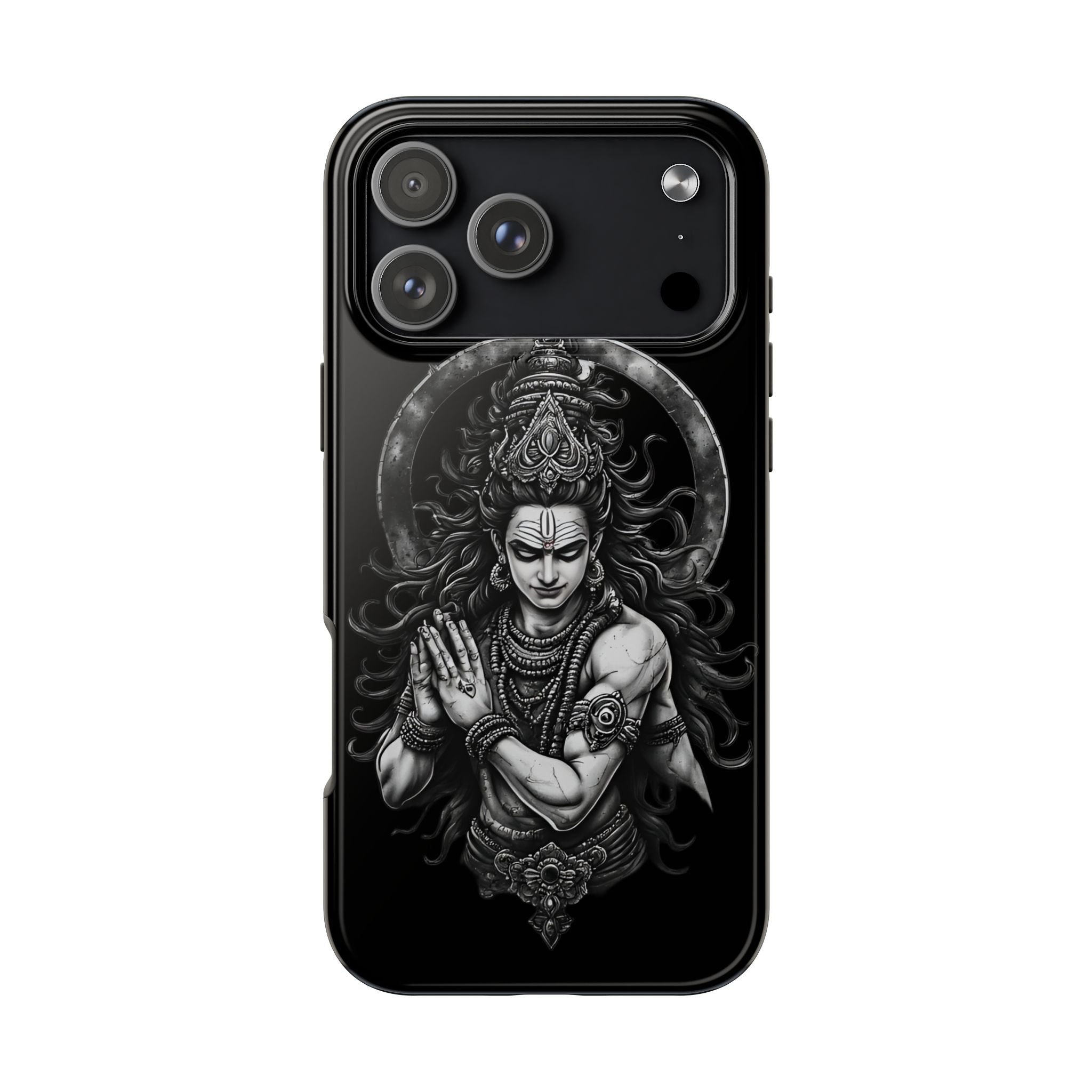 Shiva Tough Phone Case — Black Protective Hindu Deity Design