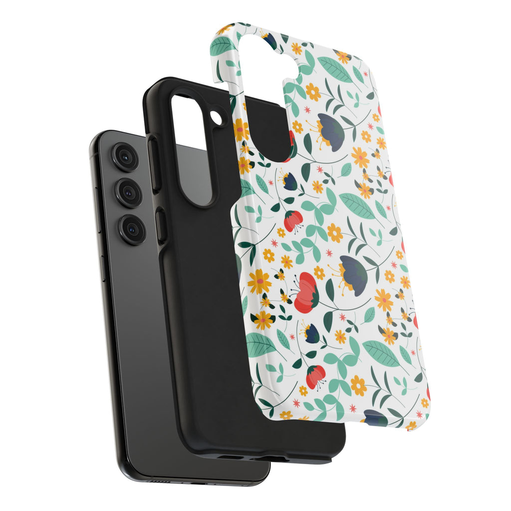 Floral Pattern Tough Phone Case — Colorful Spring Flowers Phone Cover