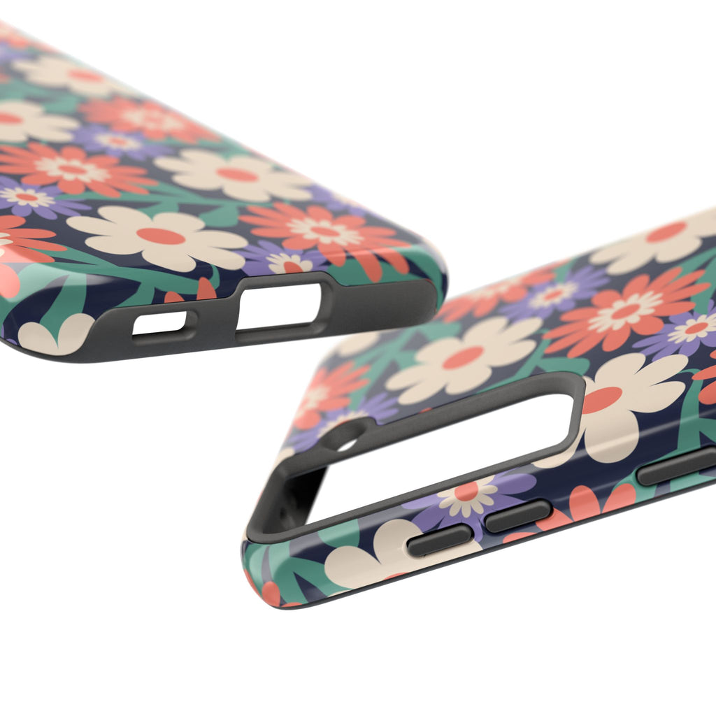 Floral Tough Phone Case — Retro Daisies Protective Phone Cover