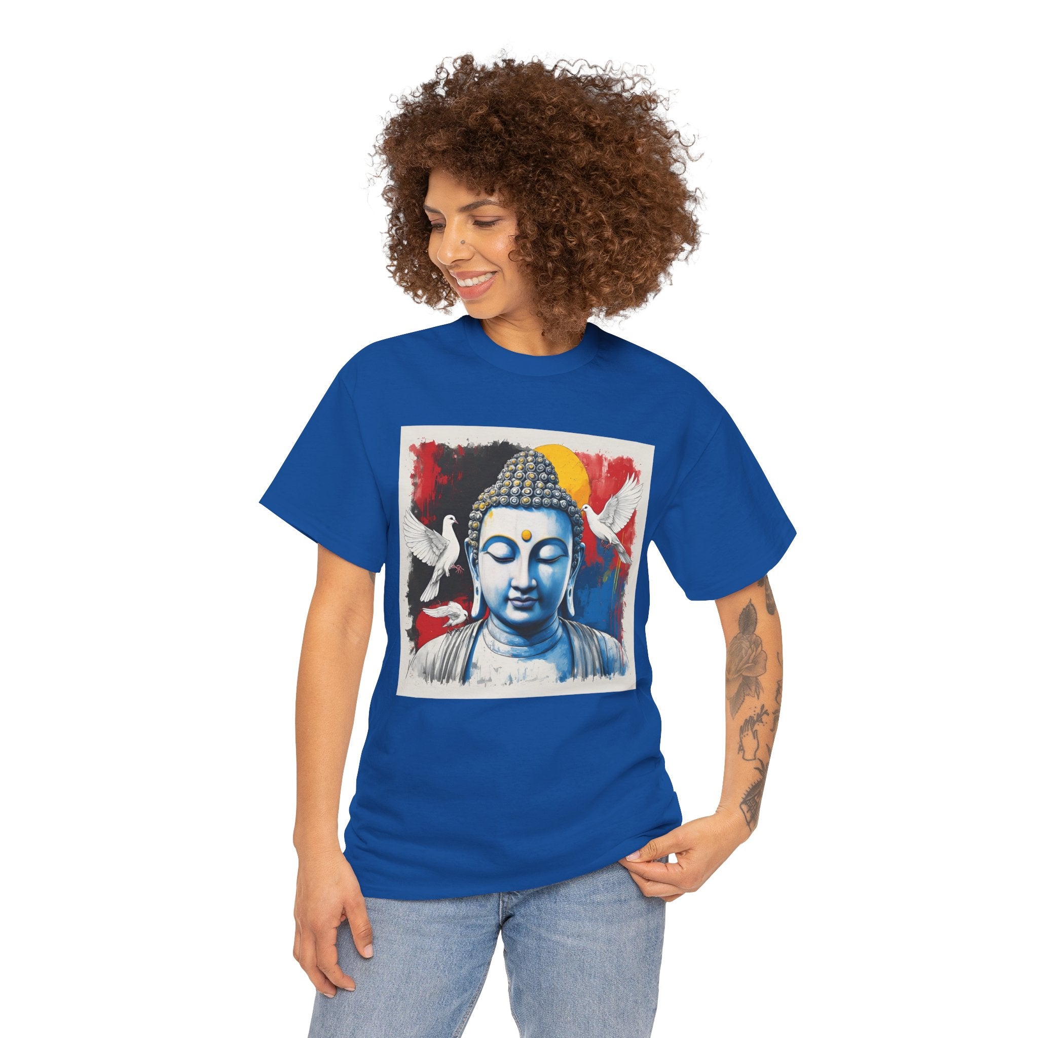 Buddha Peace Tee — Colorful Buddha & Doves Graphic T-Shirt