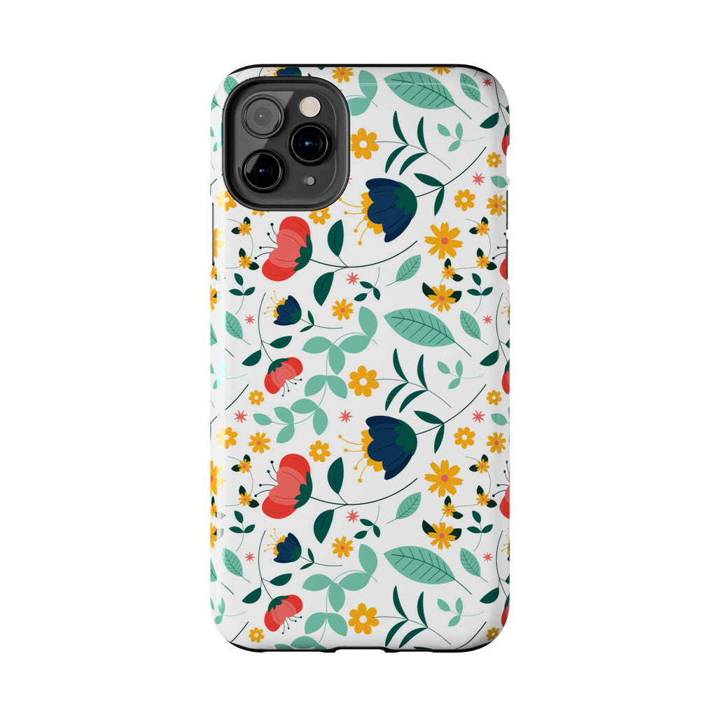 Floral Pattern Tough Phone Case — Colorful Spring Flowers Phone Cover