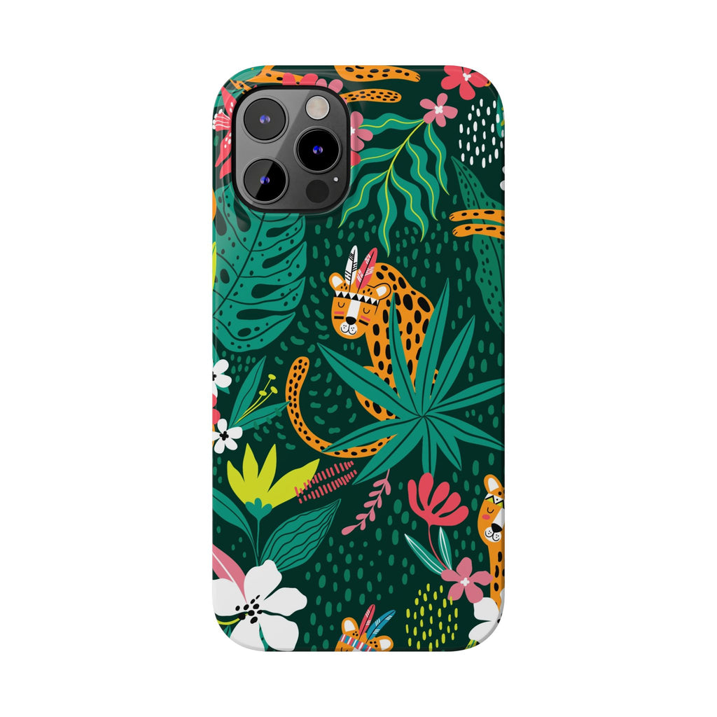 Slim Phone Case — Tropical Jungle Leopard Floral Pattern (Slim Protective Phone Cover)