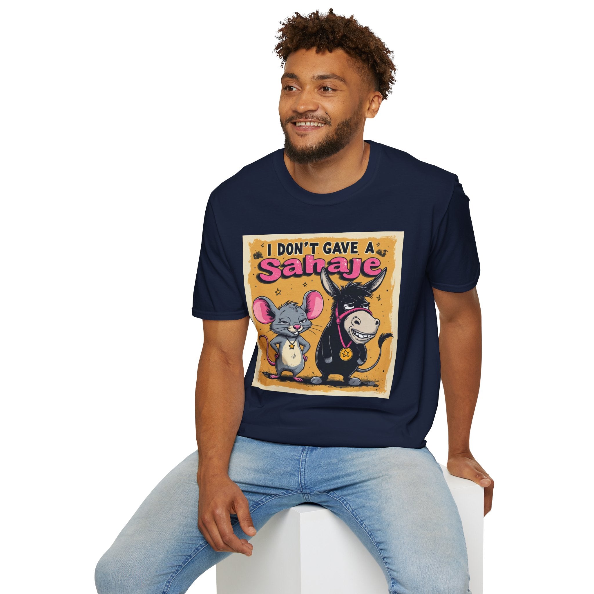 Don’t Give a Satrage T-Shirt — Funny Mouse & Donkey Cartoon Tee