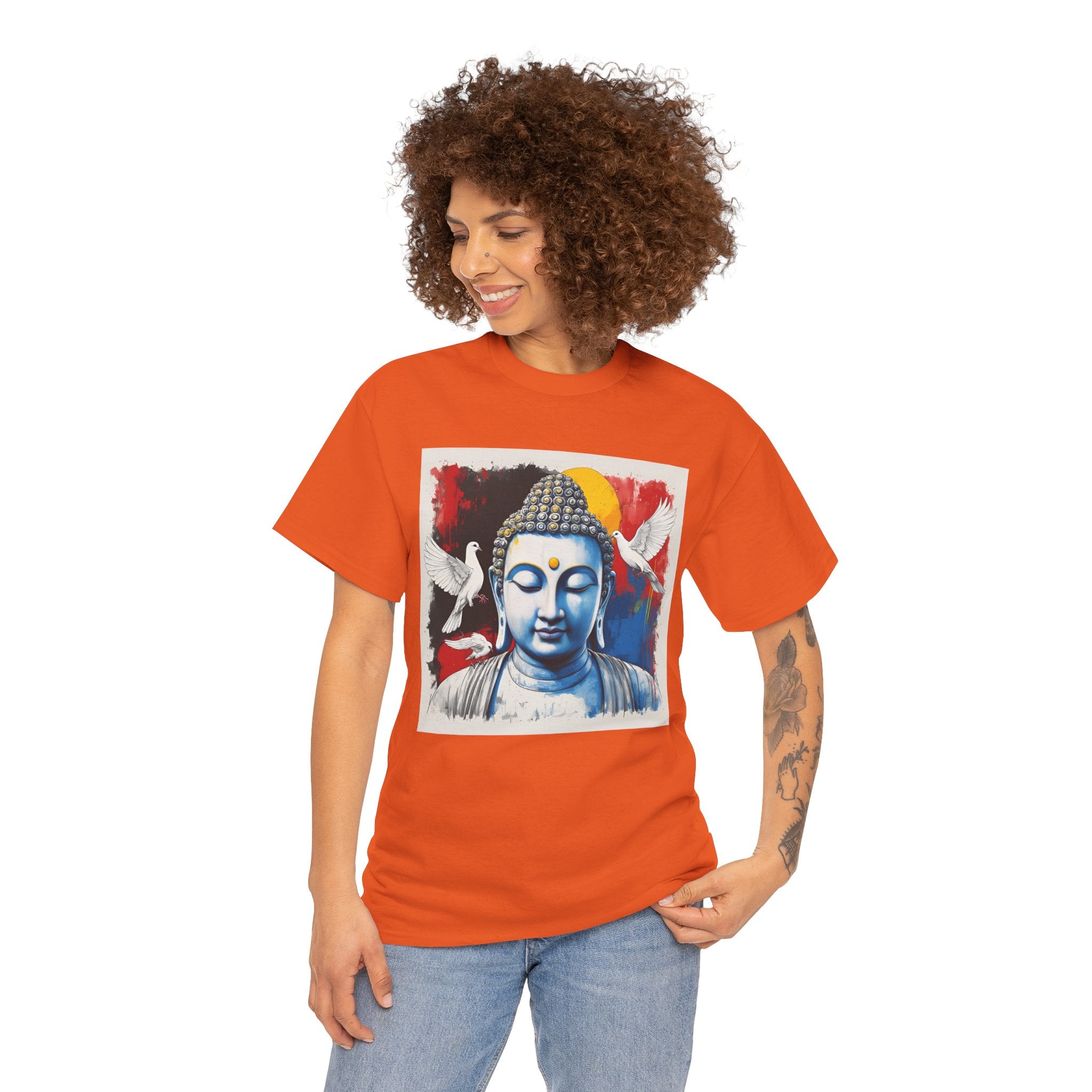 Buddha Peace Tee — Colorful Buddha & Doves Graphic T-Shirt