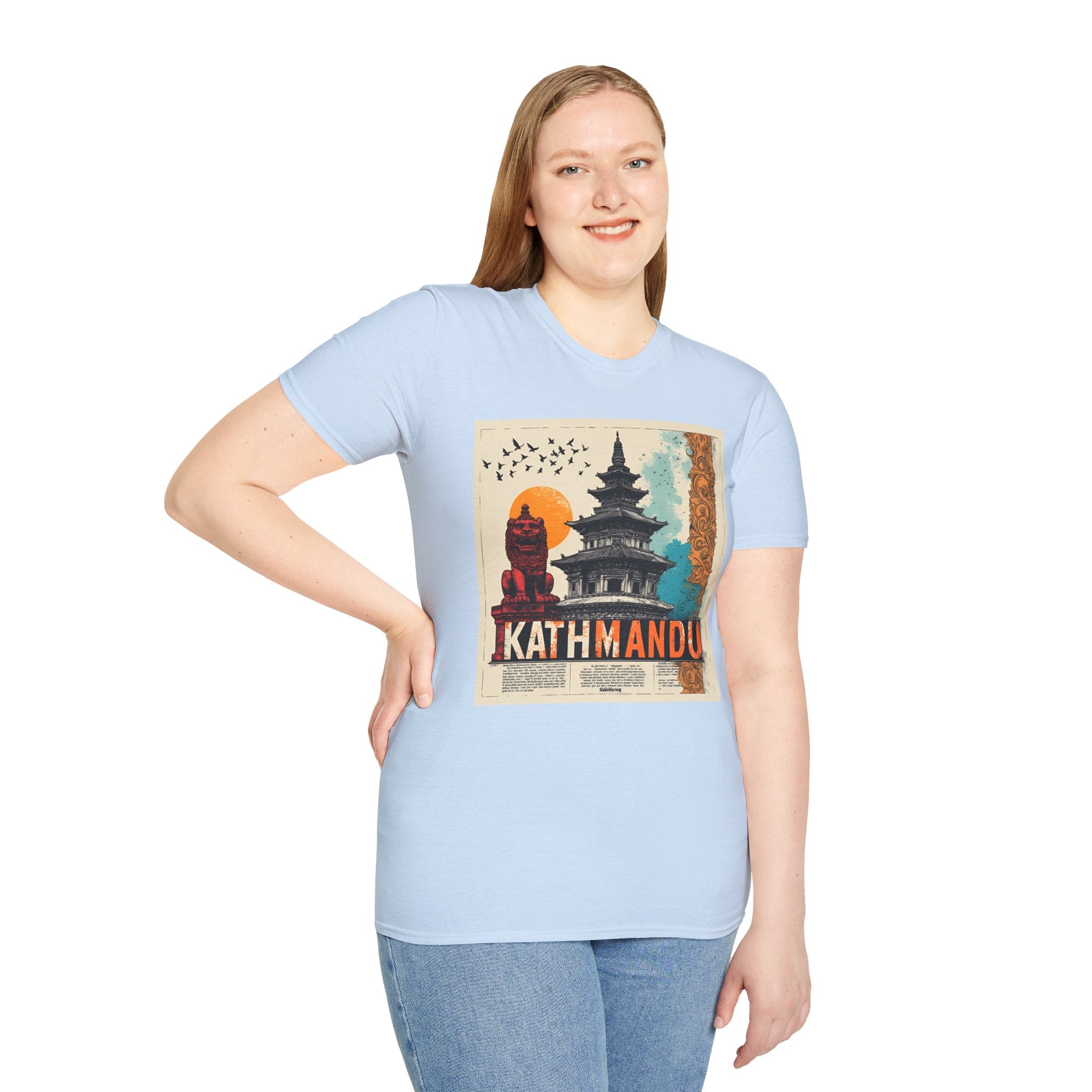 Kathmandu Vintage Travel T-Shirt – Retro Nepal Skyline Graphic Tee, Cultural Tourism Design