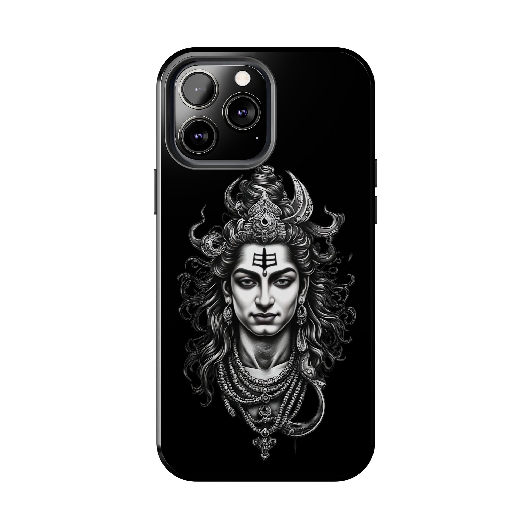 Phone Case — Intricate Lord Shiva Illustration on Black Tough Case