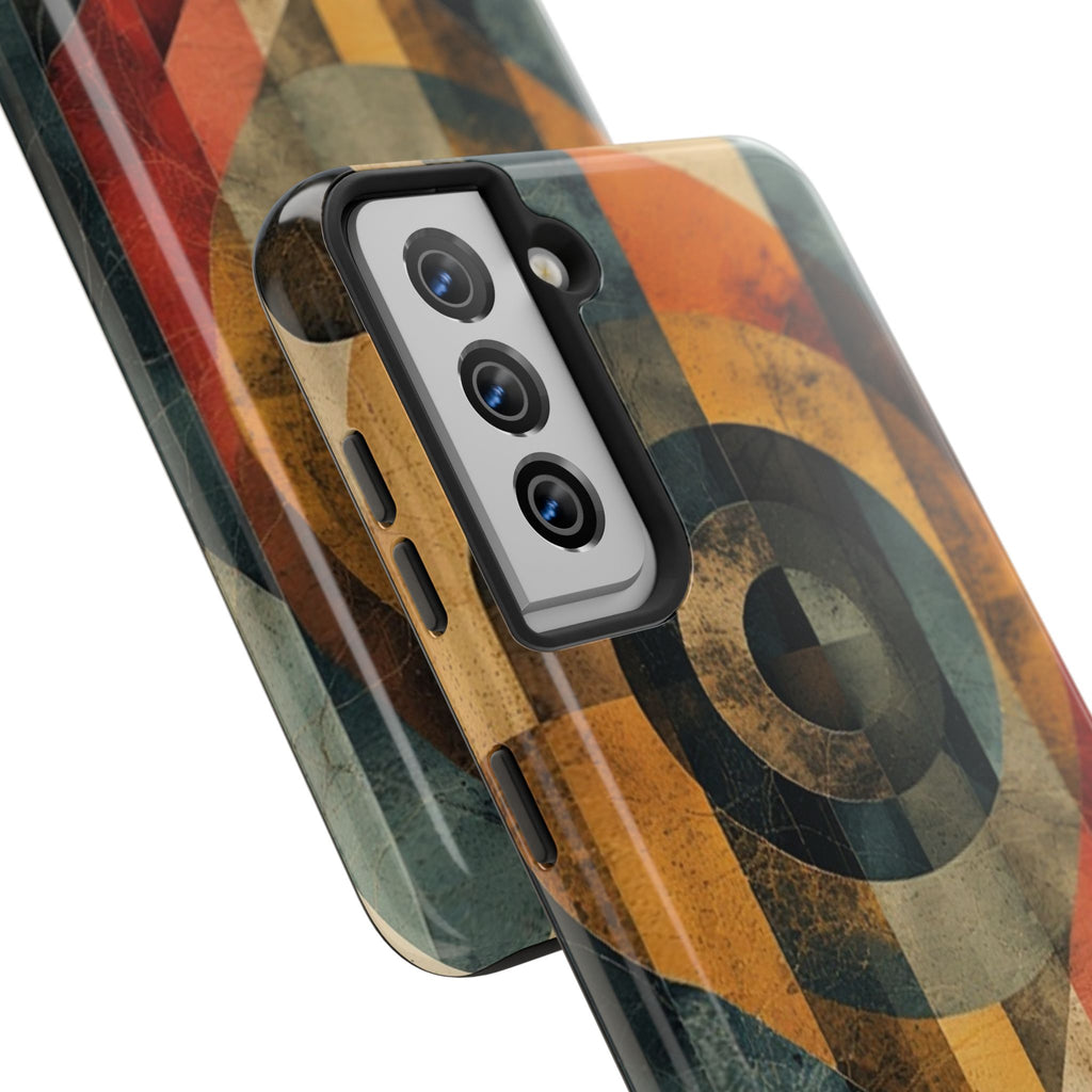 Retro Geometric Tough Phone Case — Vintage Target Circle Design