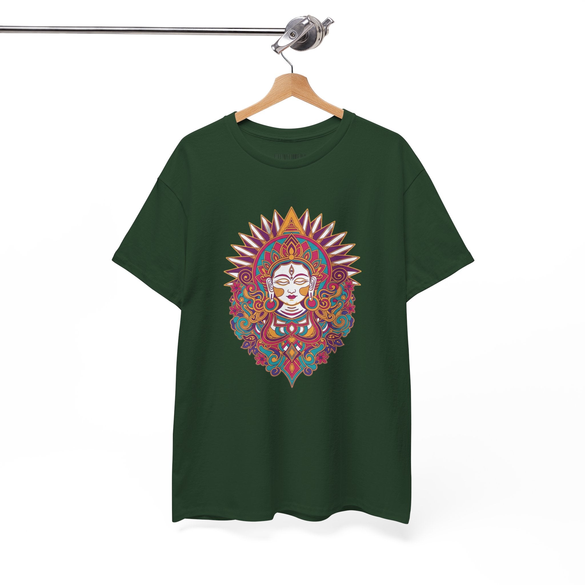 Spiritual Goddess Sun Mandala Tee — Colorful Boho Yoga T‑Shirt