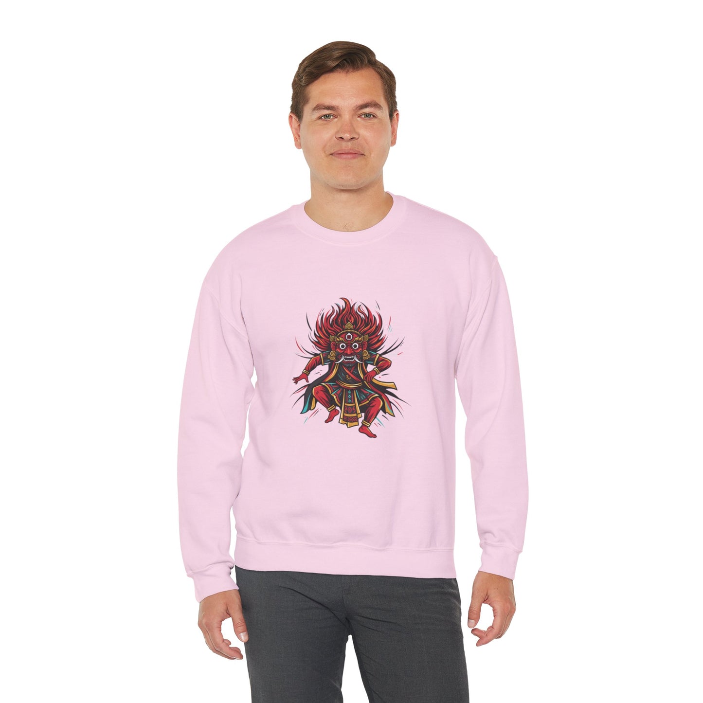 Crewneck Sweatshirt — Red Demon Guardian Graphic