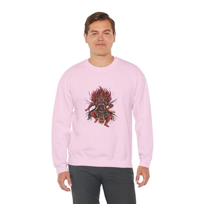 Crewneck Sweatshirt — Red Demon Guardian Graphic