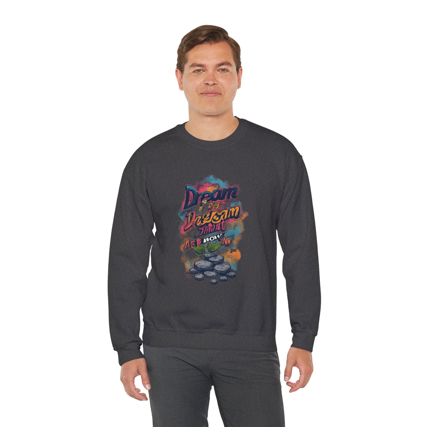Dream Big Crewneck Sweatshirt — "Dream, Design, Draw" Inspirational Graphic