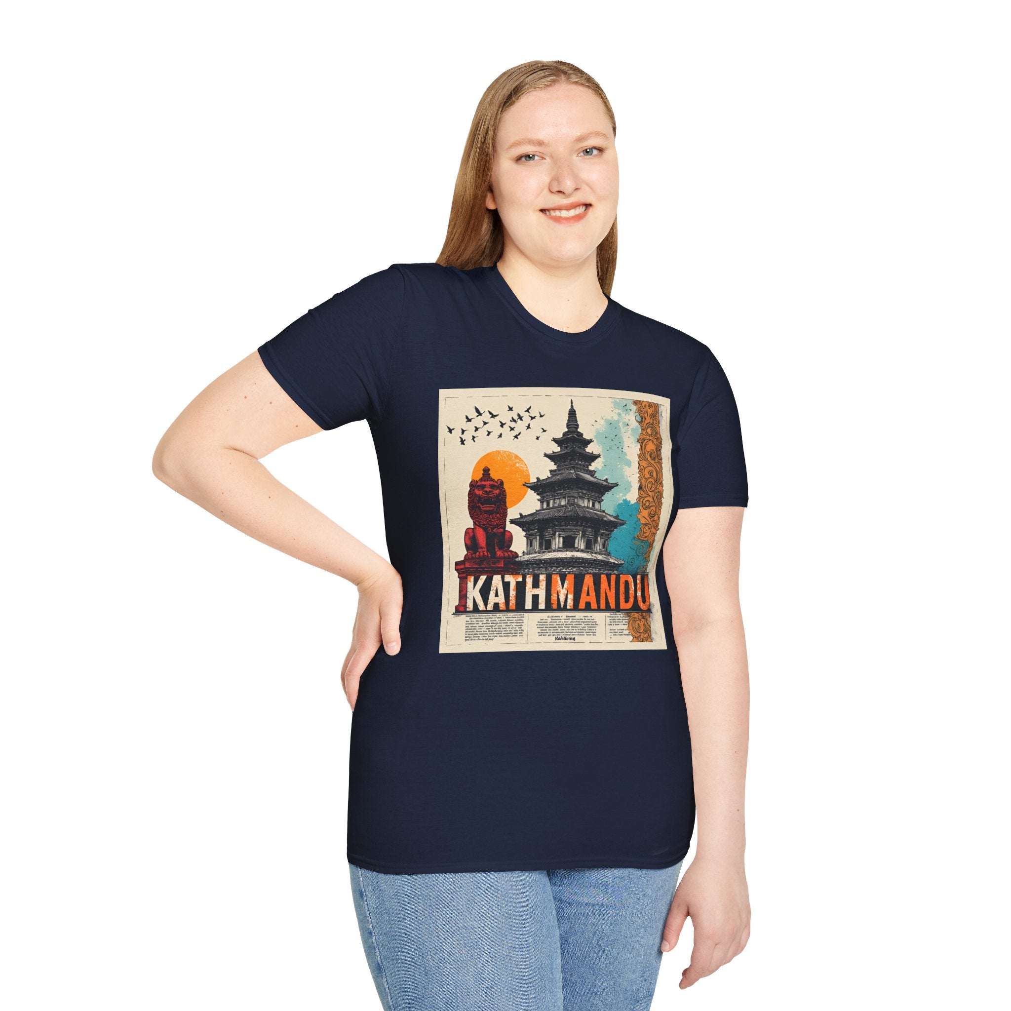 Kathmandu Vintage Travel T-Shirt – Retro Nepal Skyline Graphic Tee, Cultural Tourism Design