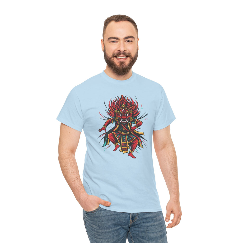 T-Shirt — Fierce Red Oni Demon Graphic Tee (Mythic Japanese Mask Design)