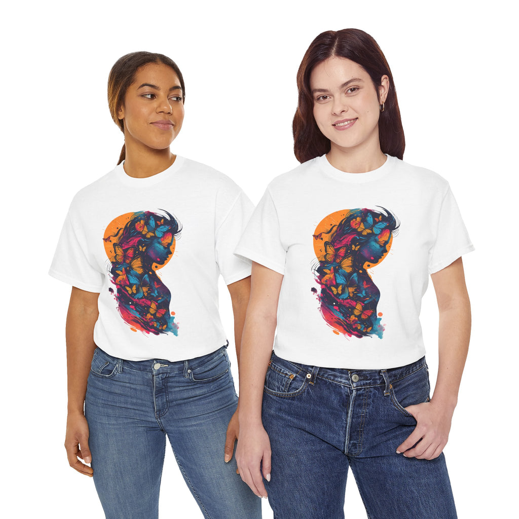 Butterfly Silhouette Graphic Tee — Colorful Maternity Profile Design