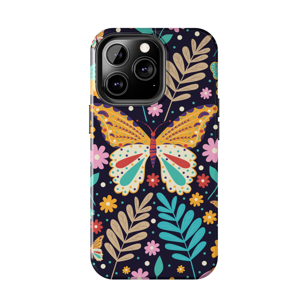 Floral Butterfly Tough Phone Case — Colorful Garden Protective Cover