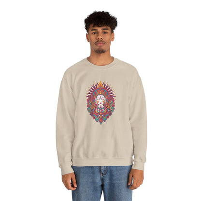 Crewneck Sweatshirt — Colorful Mandala Goddess Graphic