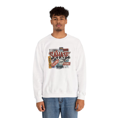 Crewneck Sweatshirt — 'Sahaje' Vintage Sticker Collage Graphic