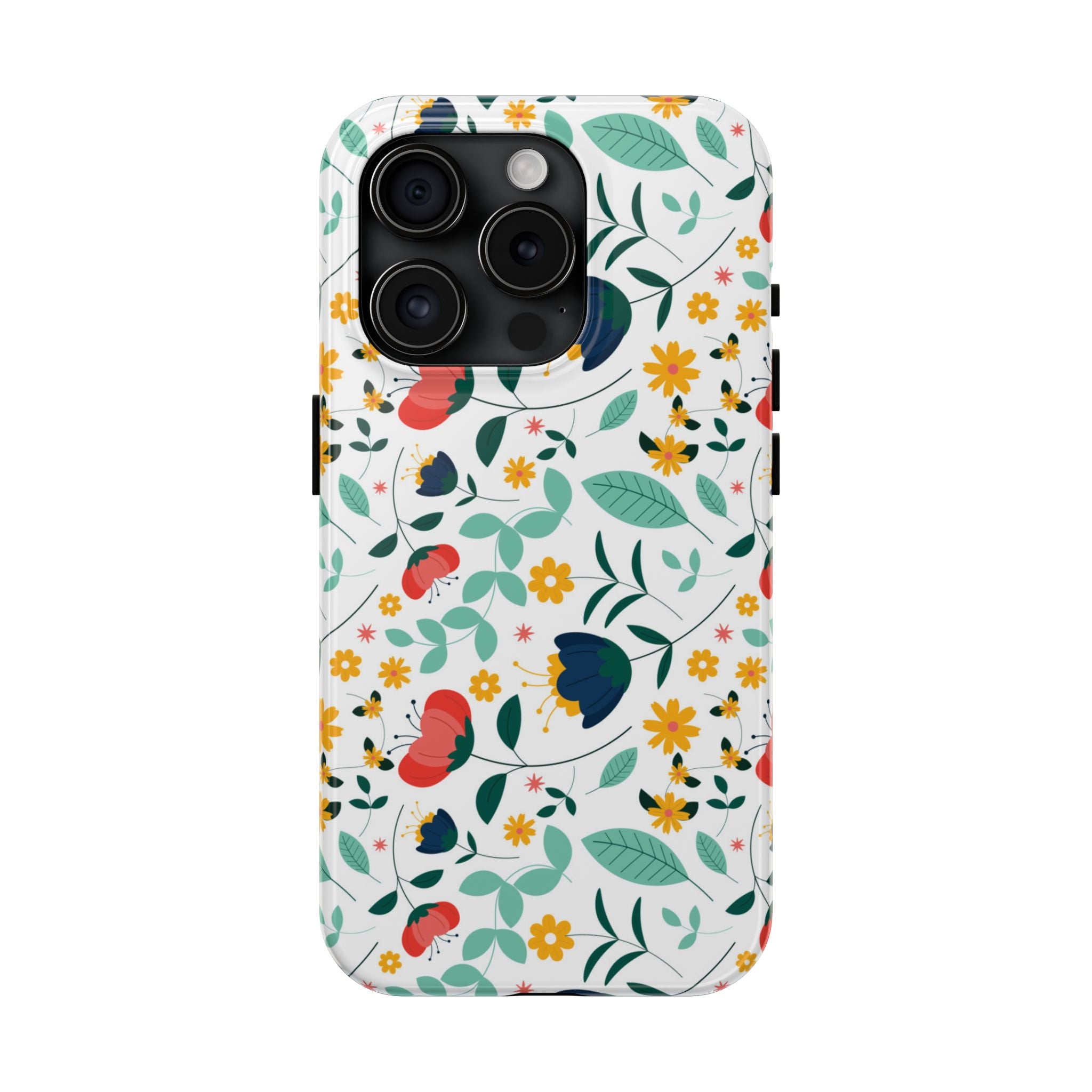 Floral Pattern Tough Phone Case — Colorful Spring Flowers Phone Cover