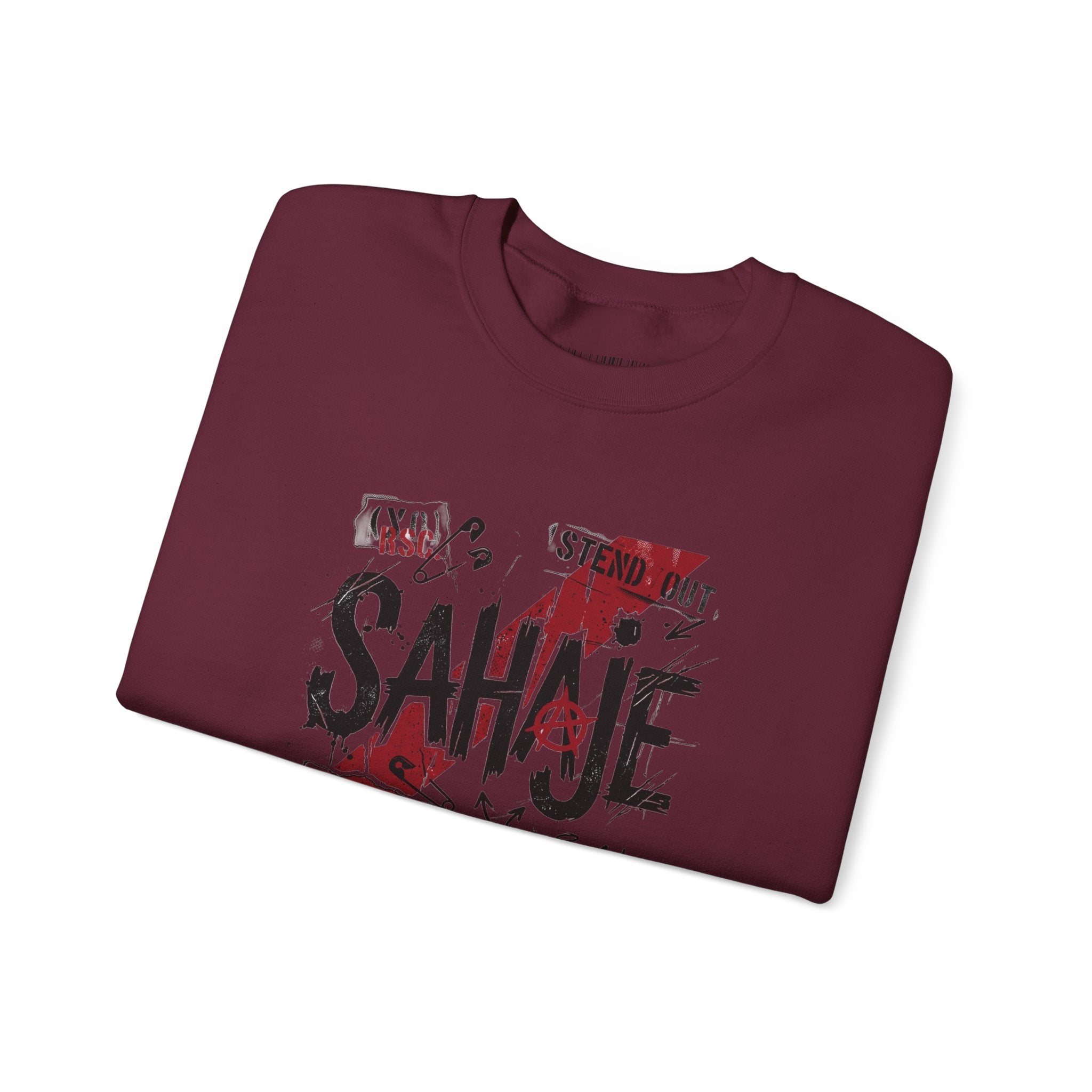 Crewneck Sweatshirt — 'Sahaje' Distressed Script Graphic