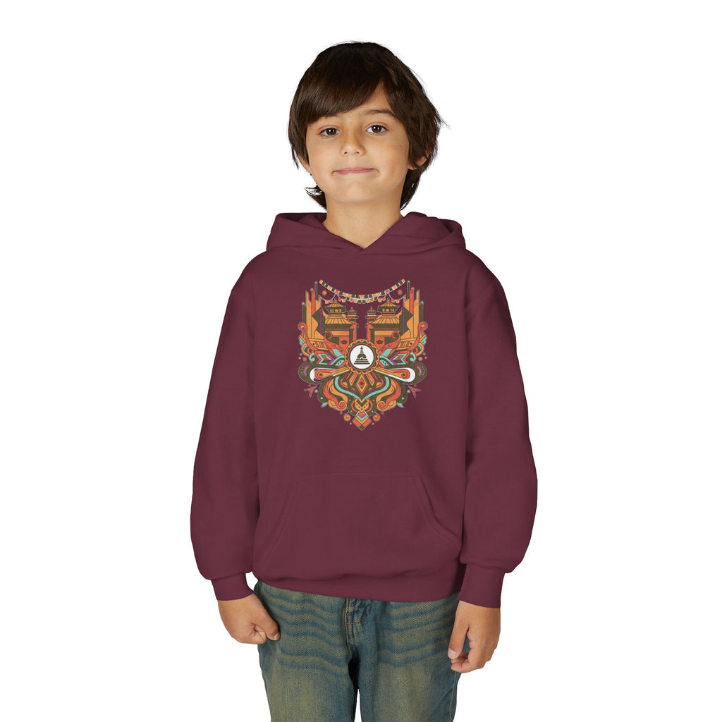 Youth Hoodie — Rustic Peace Mandala Graphic