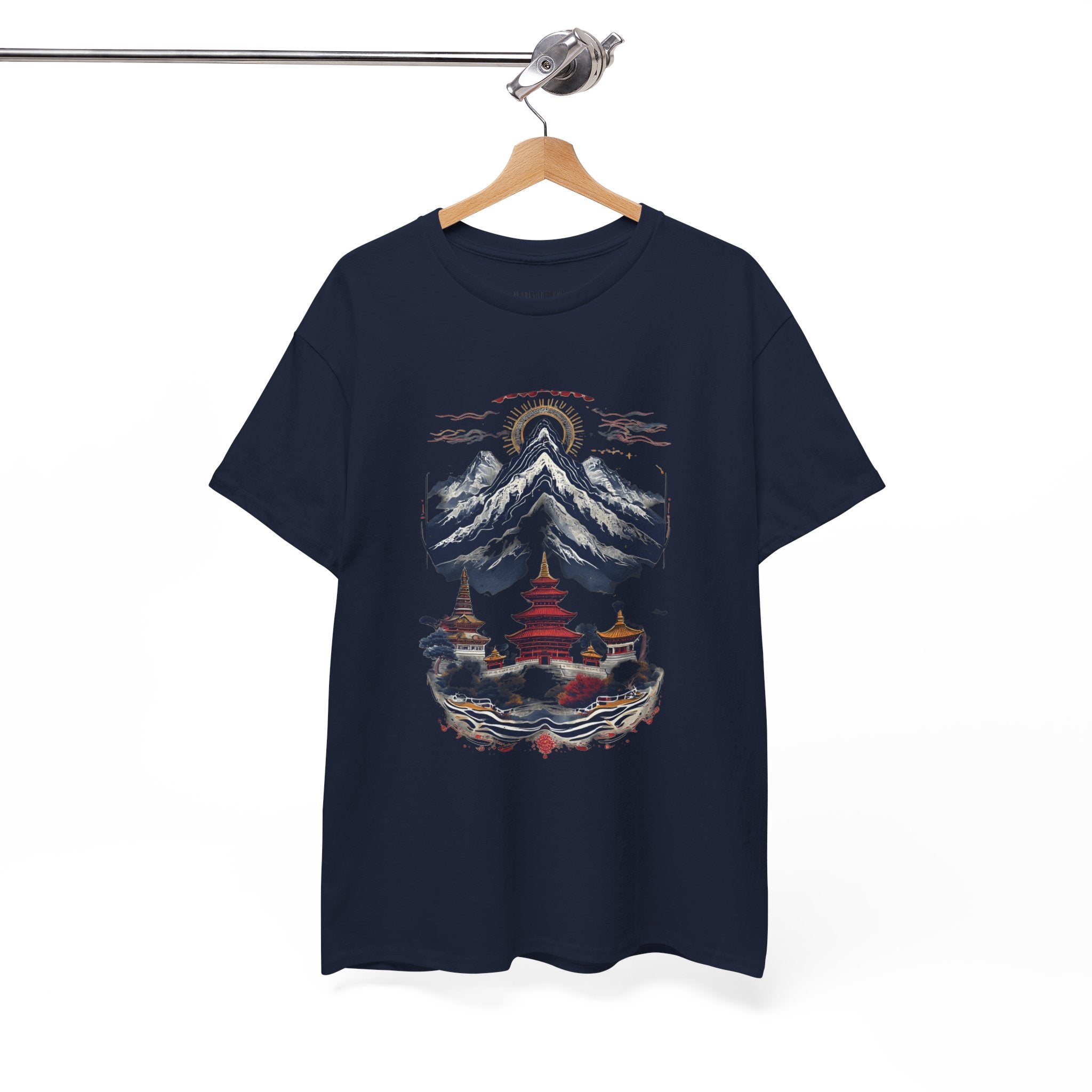 Japanese Mountain Pagoda T-Shirt — Zen Temple Landscape Tee