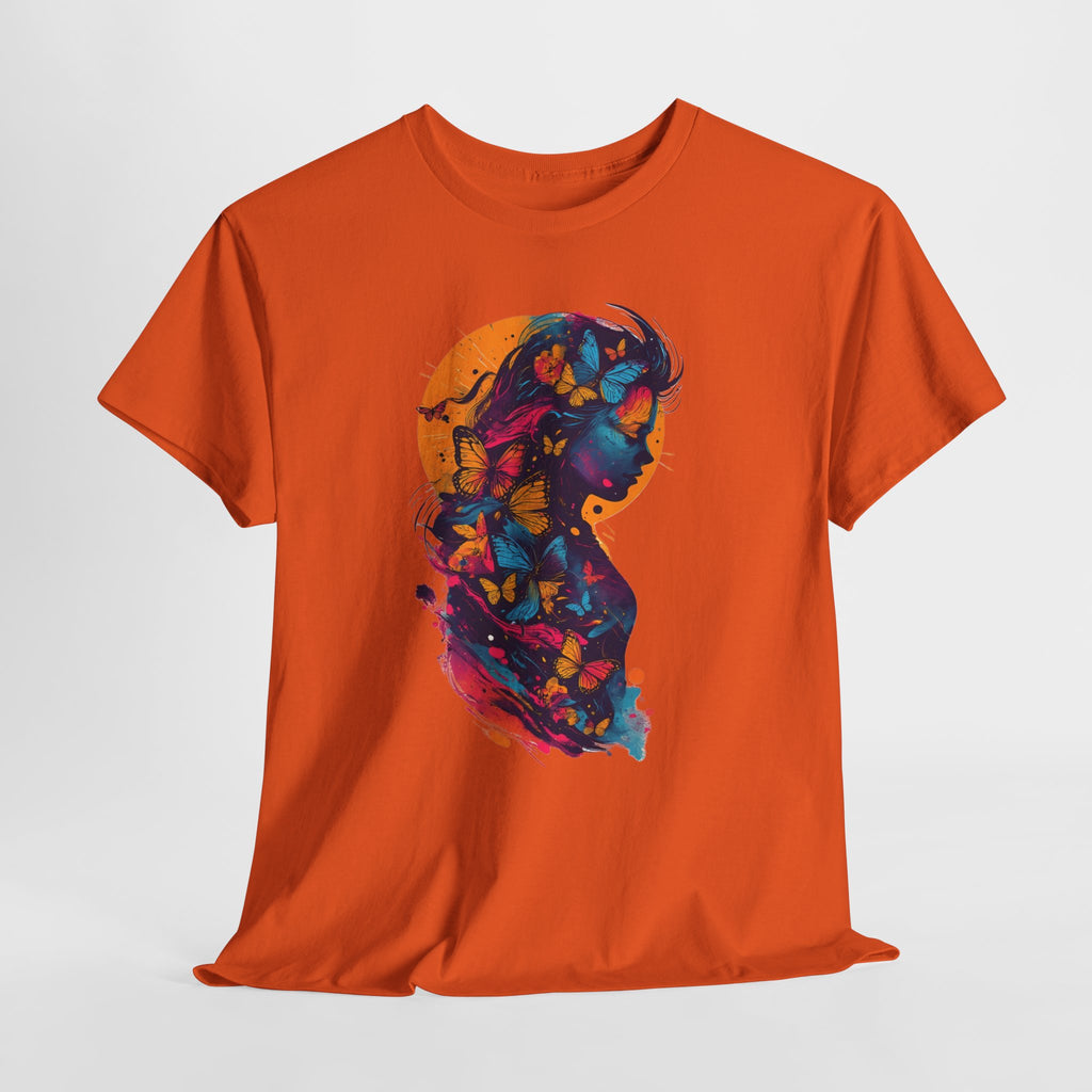 Butterfly Silhouette Graphic Tee — Colorful Maternity Profile Design