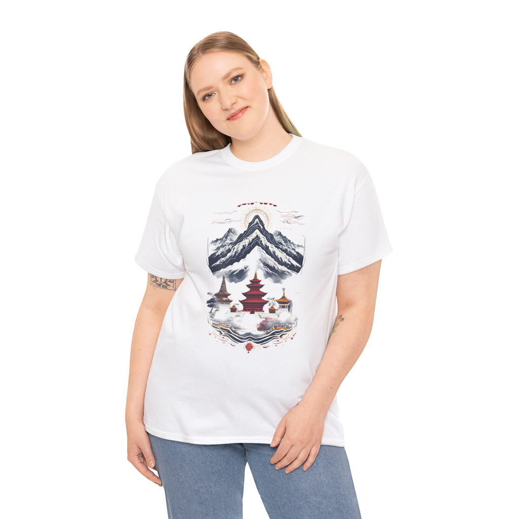 Japanese Mountain Pagoda T-Shirt — Zen Temple Landscape Tee