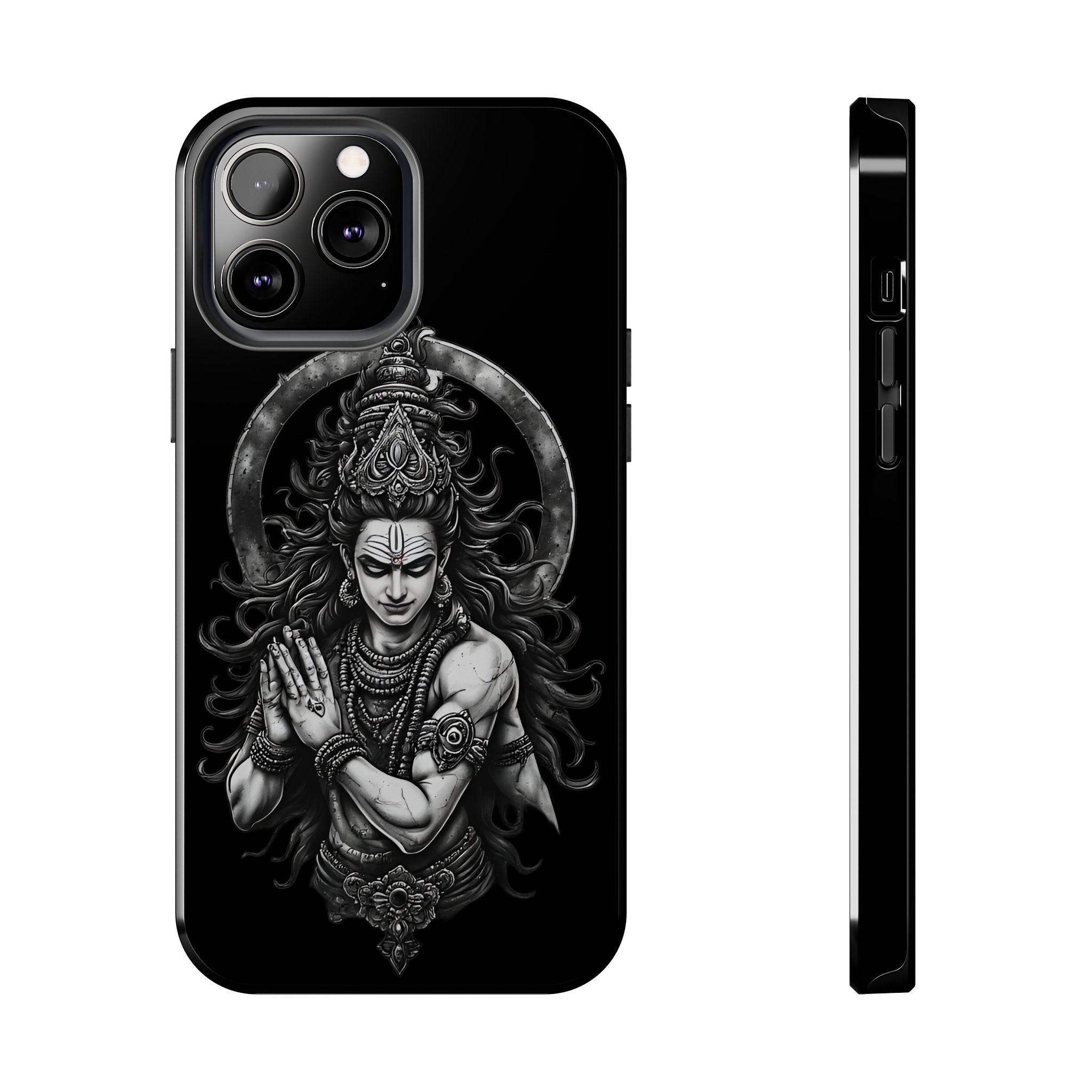 Shiva Tough Phone Case — Black Protective Hindu Deity Design