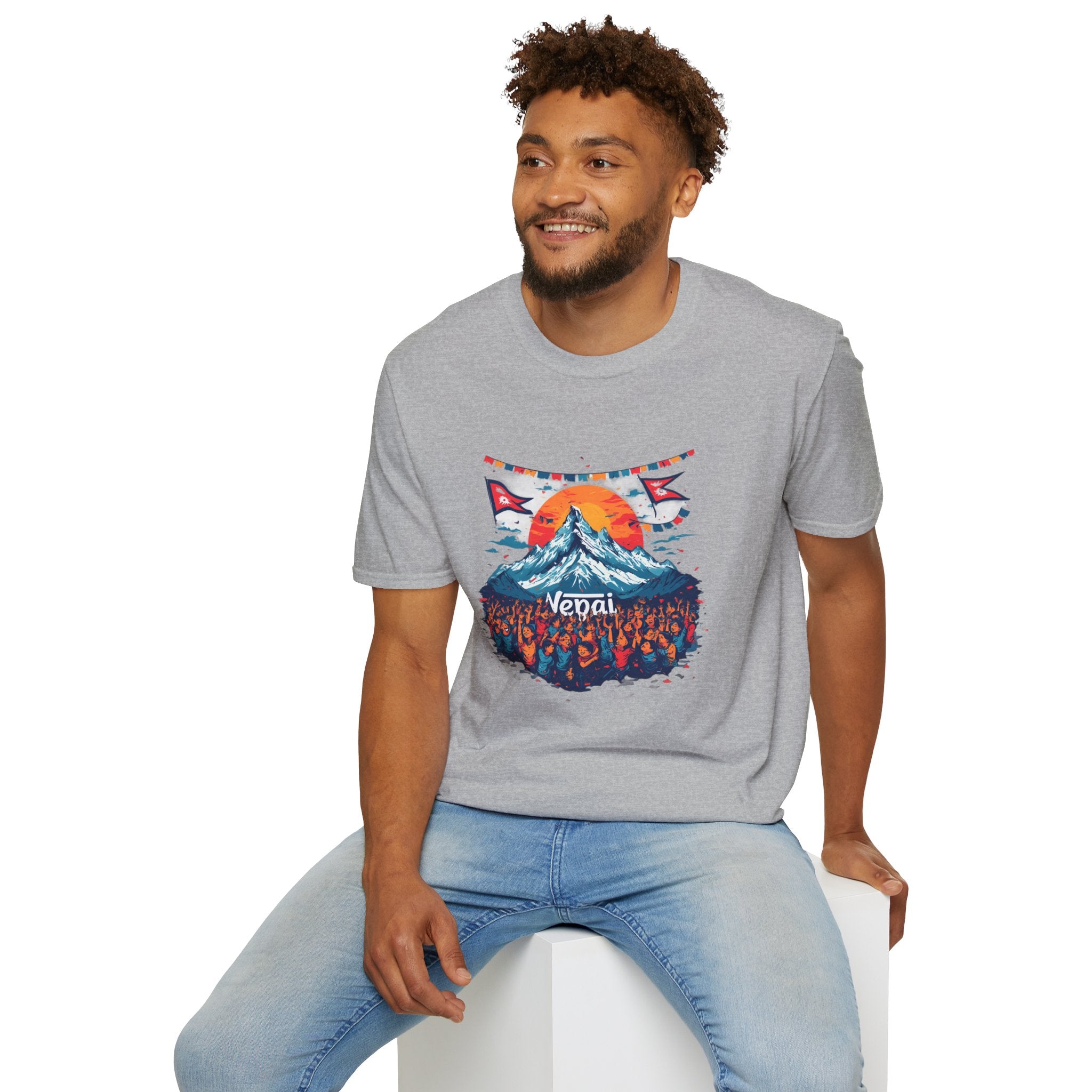 Nepal Mountain Sunrise T-Shirt — Retro Trekking Graphic Tee