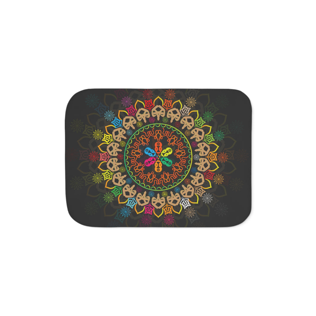 Boho Mandala Sherpa Blanket — Reversible Two‑Tone Cozy Throw