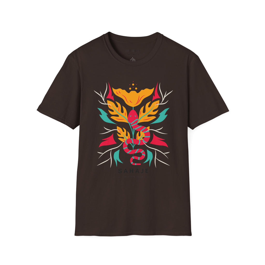 Sahaje Floral Snake Graphic T‑Shirt — Colorful Botanical Serpent Tee