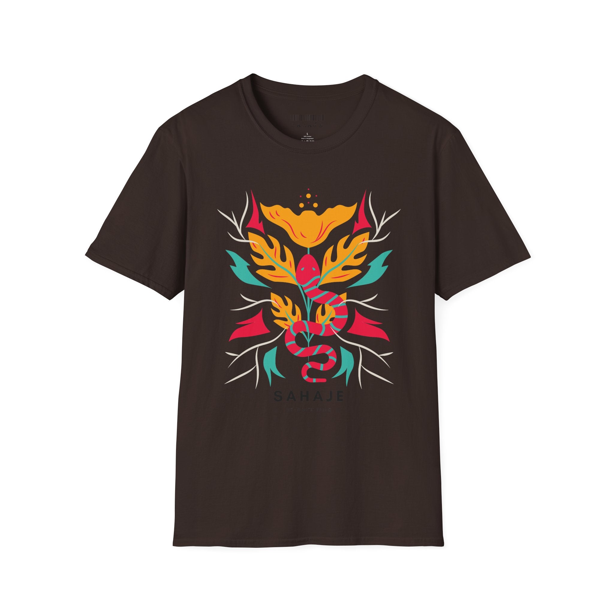 Sahaje Floral Snake Graphic T‑Shirt — Colorful Botanical Serpent Tee