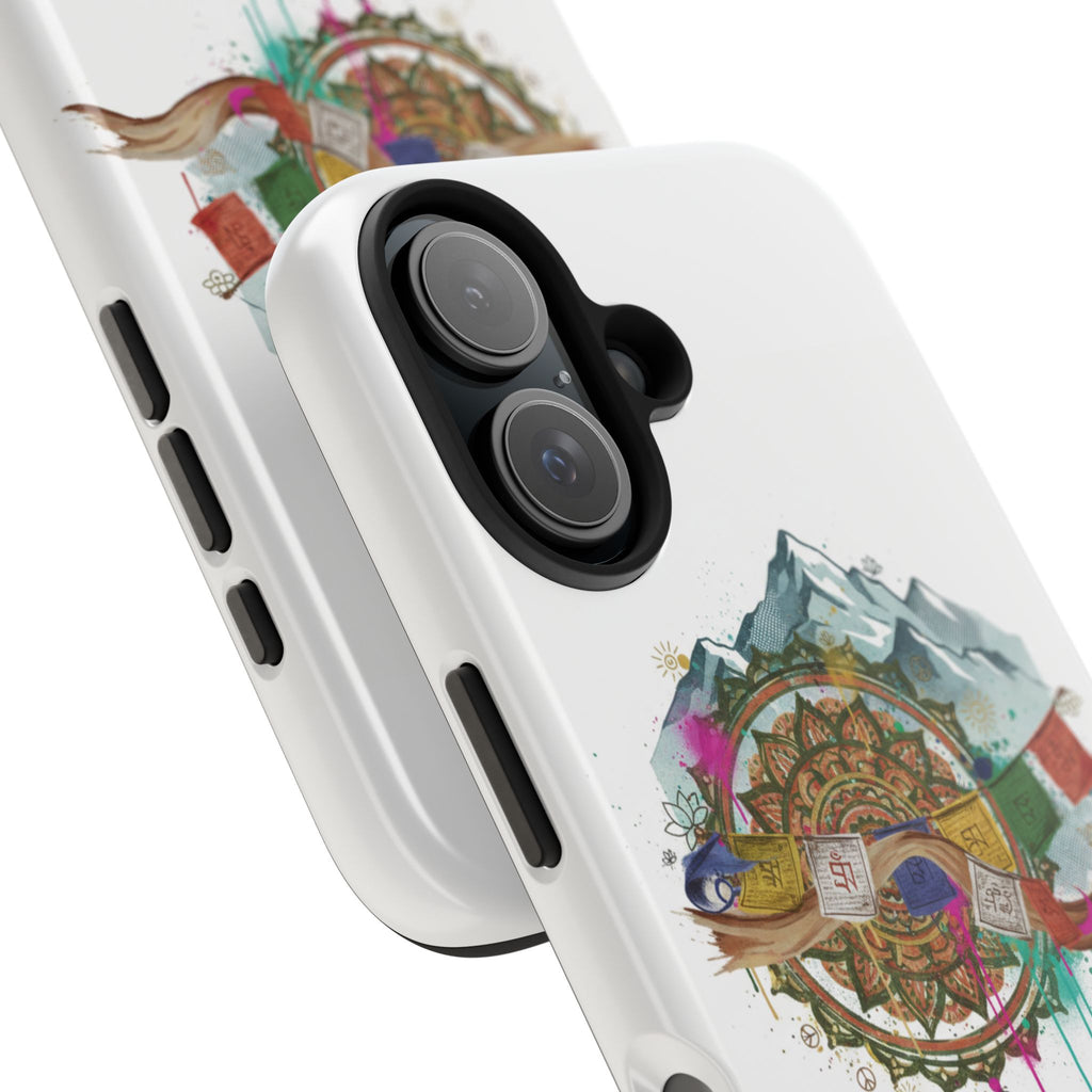 Mountain Compass Tough Phone Case with Prayer Flags & Fish Design