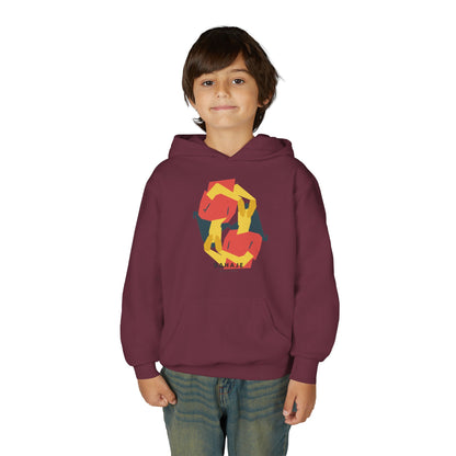 Youth Hoodie with Geometric Squirrel Art – 'Squirrel' Colorful Kids Pullover