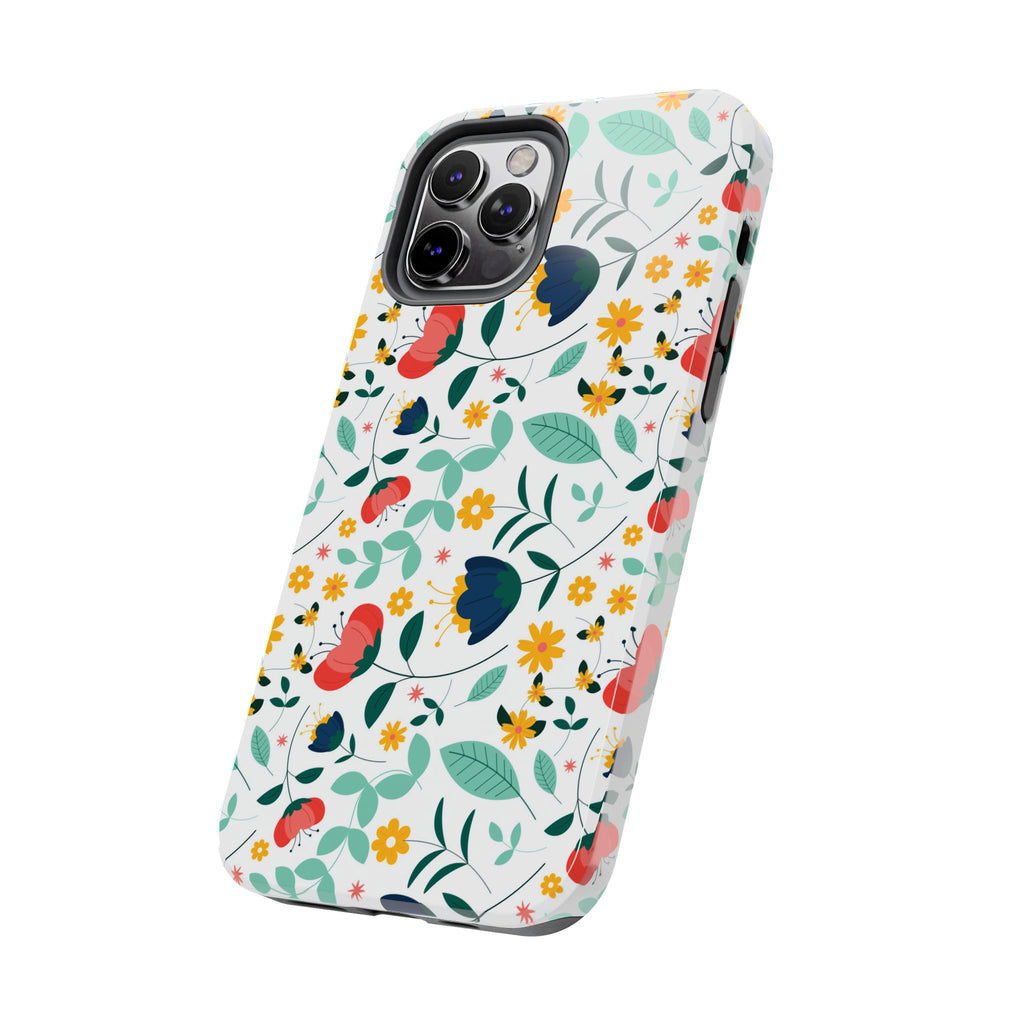 Floral Pattern Tough Phone Case — Colorful Spring Flowers Phone Cover