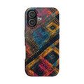 Tough Phone Case – Abstract Rustic Geometric Design (Blue, Orange, Magenta)