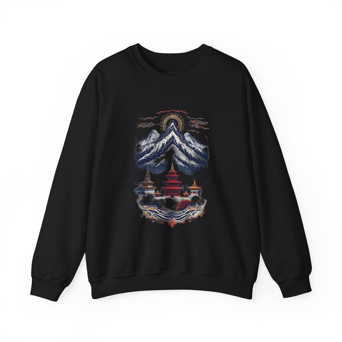 Japanese Mountain Pagoda Crewneck Sweatshirt