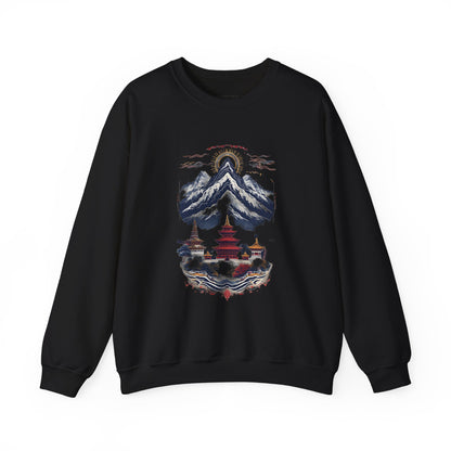 Japanese Mountain Pagoda Crewneck Sweatshirt